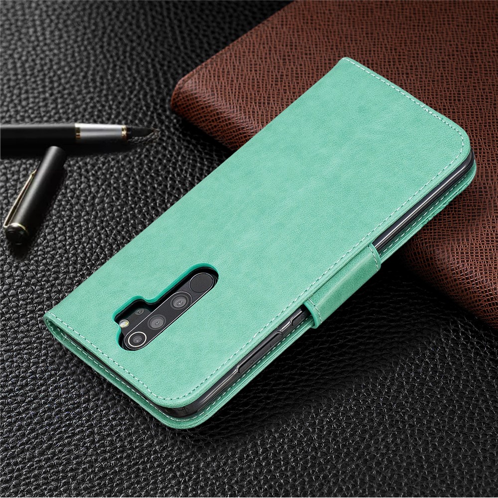 Imprint Butterfly Stand Leather Wallet Casing for Xiaomi Redmi Note 8 Pro - Green-8