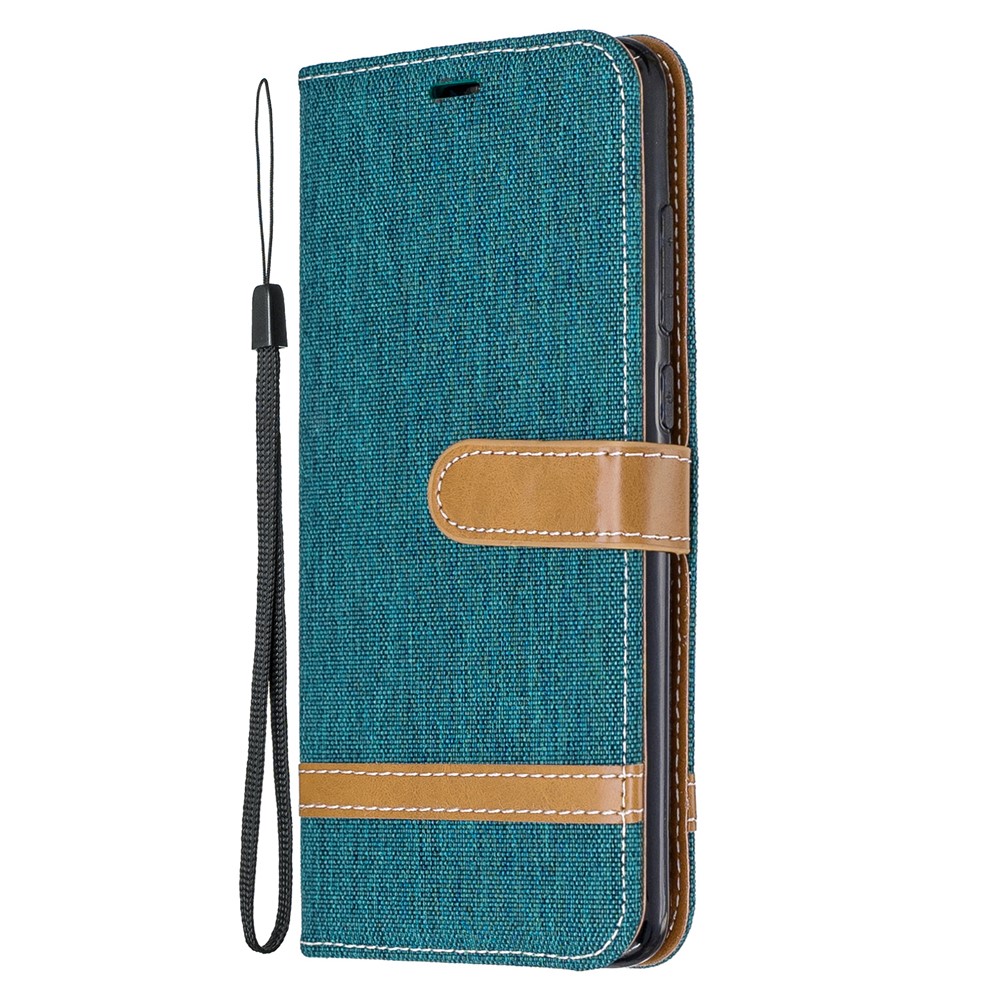 Assorted Color Jeans Cloth Leather Wallet Case for Xiaomi Redmi Note 8 Pro - Green-2
