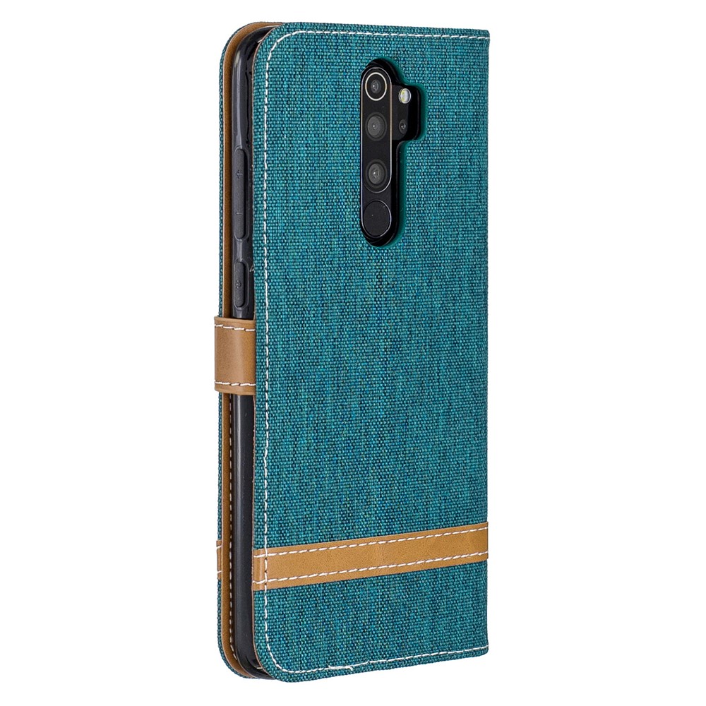 Assorted Color Jeans Cloth Leather Wallet Case for Xiaomi Redmi Note 8 Pro - Green-3