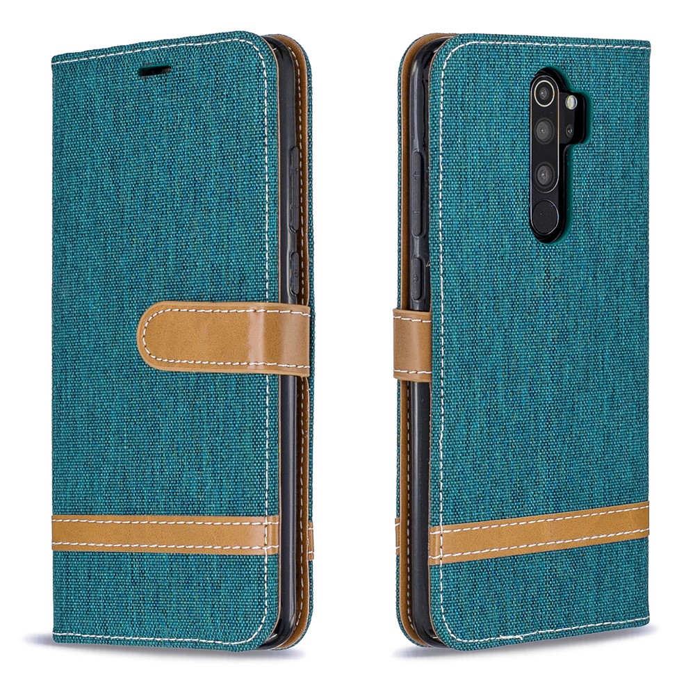 Assorted Color Jeans Cloth Leather Wallet Case for Xiaomi Redmi Note 8 Pro - Green-4