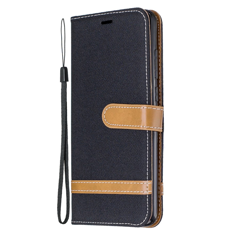 Assorted Color Jeans Cloth Leather Wallet Case for Xiaomi Redmi Note 8 Pro - Black-2