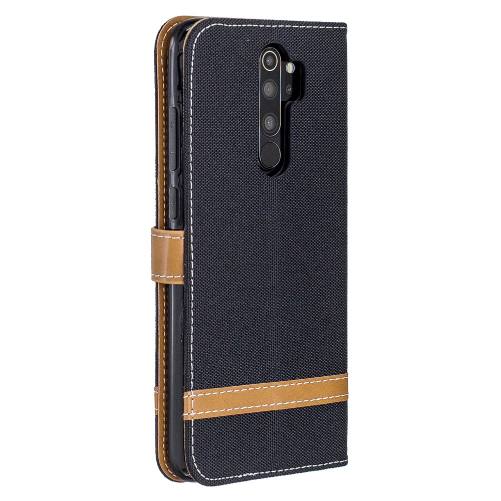 Assorted Color Jeans Cloth Leather Wallet Case for Xiaomi Redmi Note 8 Pro - Black-3