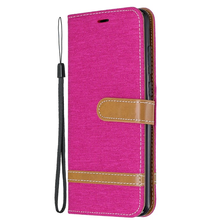 Assorted Color Jeans Cloth Leather Wallet Case for Xiaomi Redmi Note 8 Pro - Rose-2