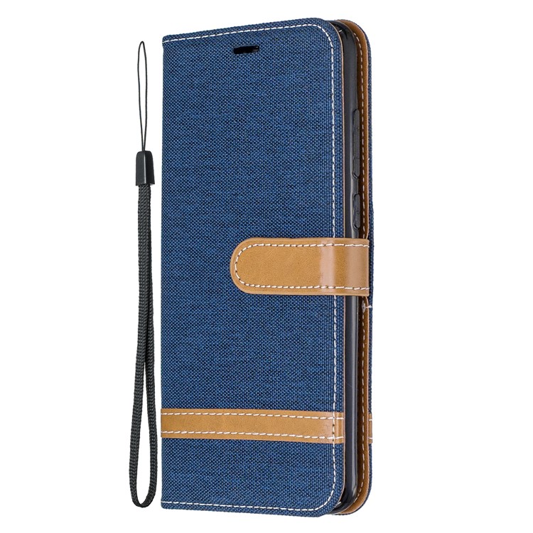 Assorted Color Jeans Cloth Leather Wallet Case for Xiaomi Redmi Note 8 Pro - Dark Blue-2