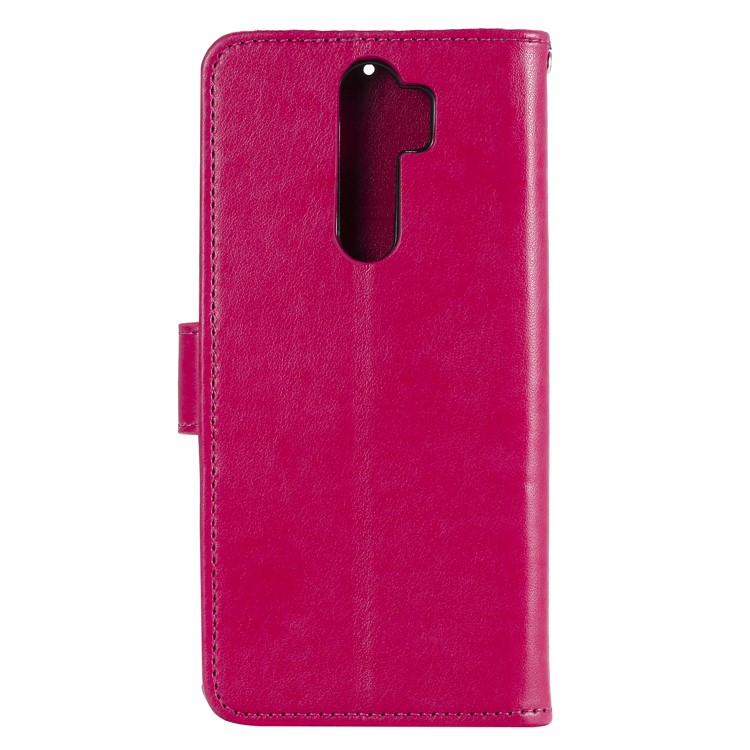 Imprinted Flower Owl Leather Wallet Case for Xiaomi Redmi Note 8 Pro - Rose-2