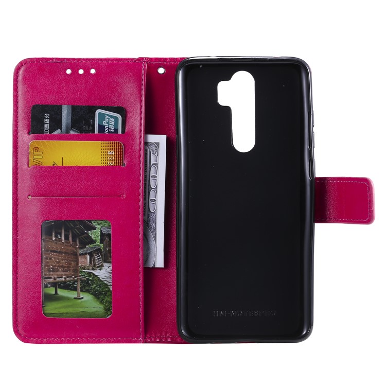 Imprinted Flower Owl Leather Wallet Case for Xiaomi Redmi Note 8 Pro - Rose-3