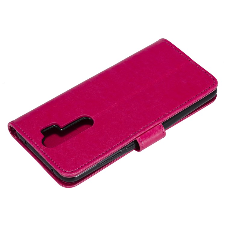 Imprinted Flower Owl Leather Wallet Case for Xiaomi Redmi Note 8 Pro - Rose-4