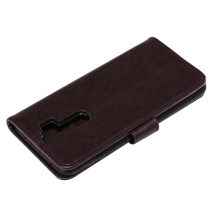 Imprinted Flower Owl Leather Wallet Case for Xiaomi Redmi Note 8 Pro - Brown-4