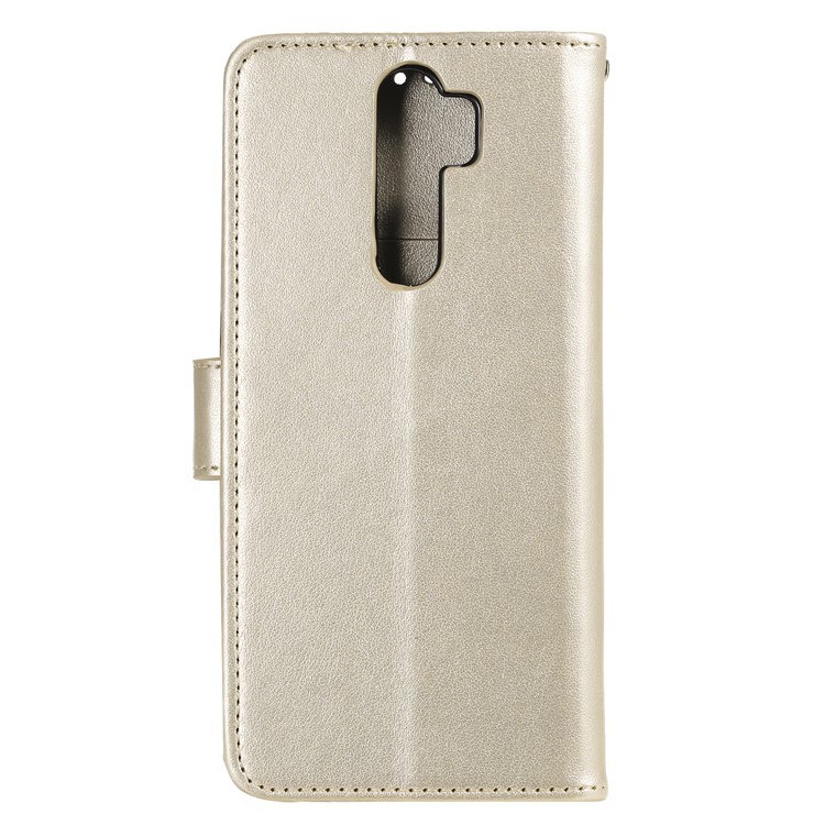 Imprinted Flower Owl Leather Wallet Case for Xiaomi Redmi Note 8 Pro - Gold-2