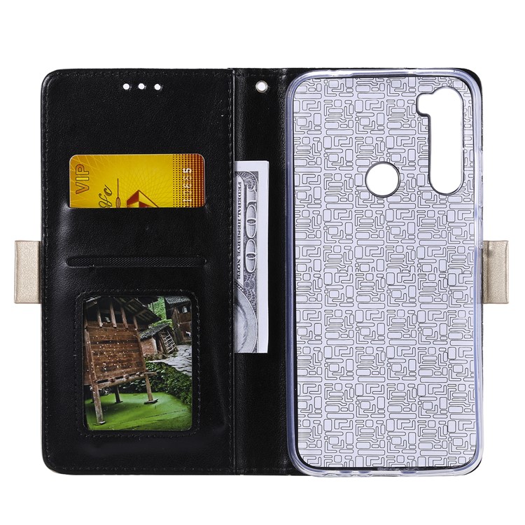 Lace Flower Pattern Zipper Pocket Leather Wallet Case for Xiaomi Redmi Note 8 - Black-9