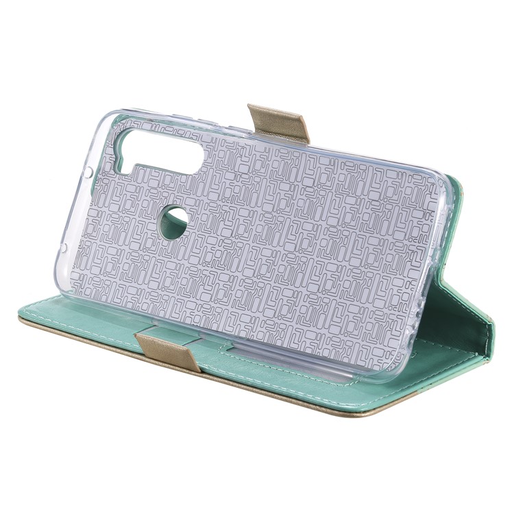 Lace Flower Pattern Zipper Pocket Leather Wallet Case for Xiaomi Redmi Note 8 - Cyan-4