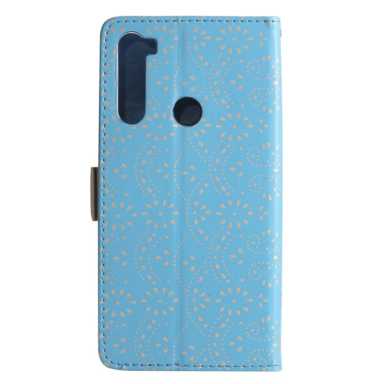 Custodia Per Portafoglio in Pelle Tascabile a Pizzo Per Fiore Per Xiaomi Redmi Note 8 - Blu-2