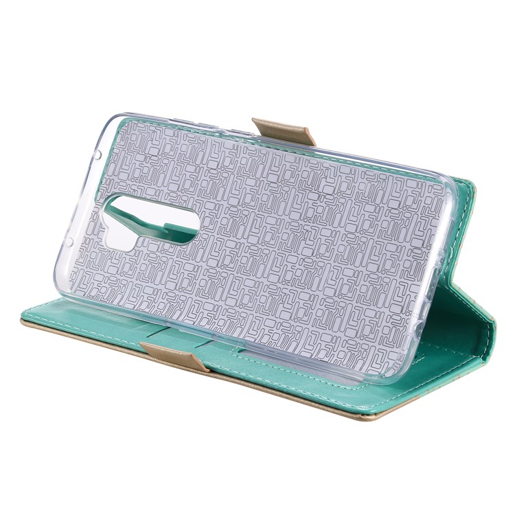 Lace Flower Pattern Zipper Pocket Wallet Leather Stand Case for Xiaomi Redmi Note 8 Pro - Cyan-4