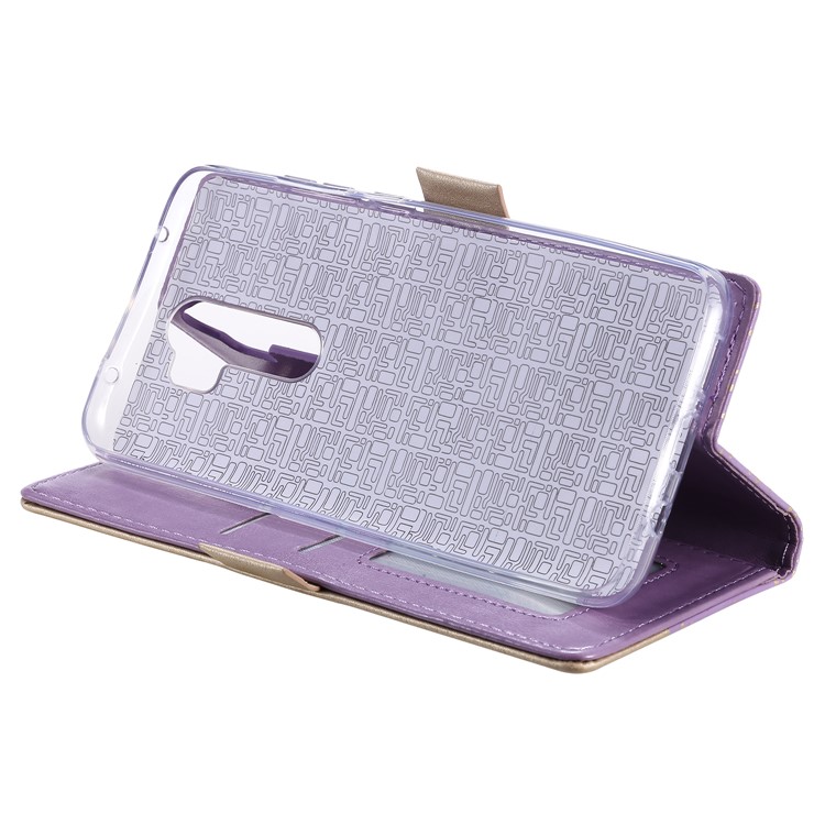 Lace Flower Pattern Zipper Pocket Wallet Leather Stand Case for Xiaomi Redmi Note 8 Pro - Purple-4