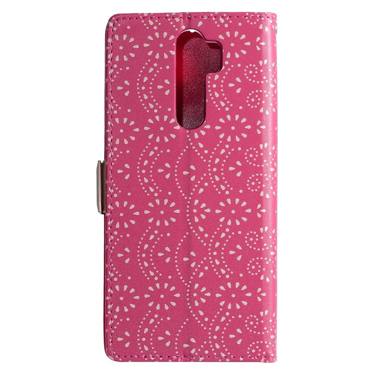 Lace Flower Pattern Zipper Pocket Wallet Leather Stand Case for Xiaomi Redmi Note 8 Pro - Rose-2