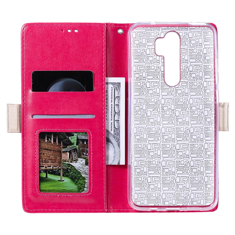 Lace Flower Pattern Zipper Pocket Wallet Leather Stand Case for Xiaomi Redmi Note 8 Pro - Rose-3