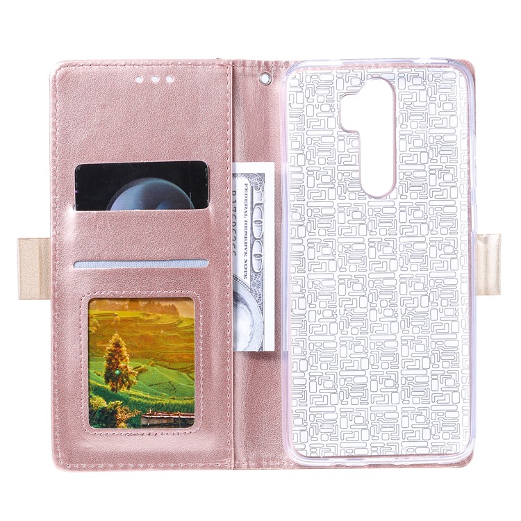 Lace Flower Pattern Zipper Pocket Wallet Leather Stand Case for Xiaomi Redmi Note 8 Pro - Pink-3