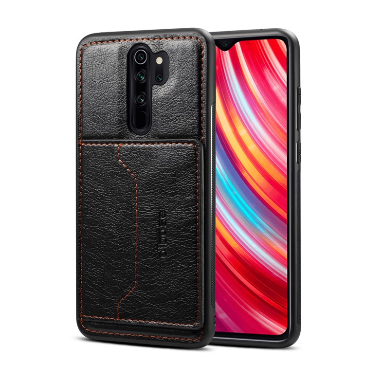 Crazy Horse PU Leather Coated PC TPU Hybrid Card Phone Case for Xiaomi Redmi Note 8 Pro - Black-1