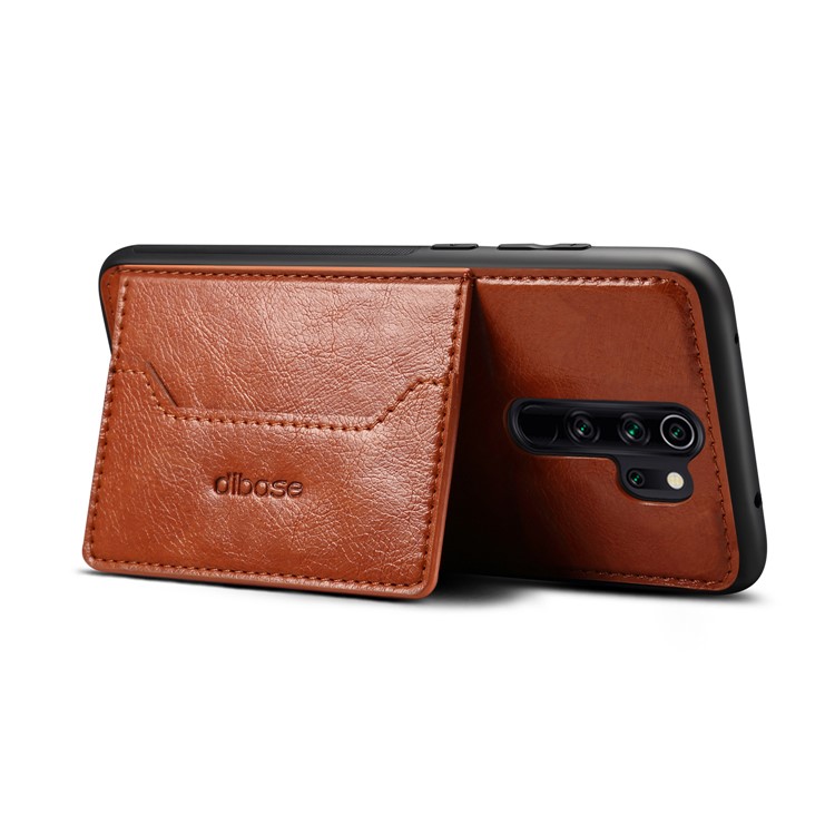 Crazy Horse PU Leather Coated PC TPU Hybrid Card Phone Case for Xiaomi Redmi Note 8 Pro - Brown-2