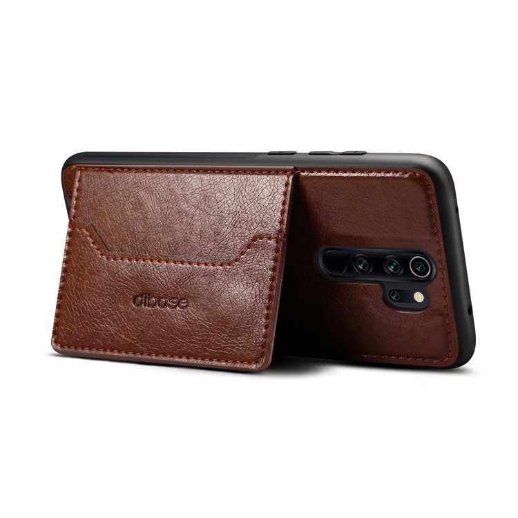Crazy Horse PU Leather Coated PC TPU Hybrid Card Phone Case for Xiaomi Redmi Note 8 Pro - Coffee-2