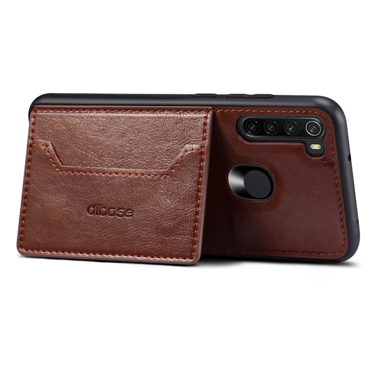 Crazy Horse PU Leather Coated PC TPU Hybrid Card Phone Case for Xiaomi Redmi Note 8 - Coffee-3