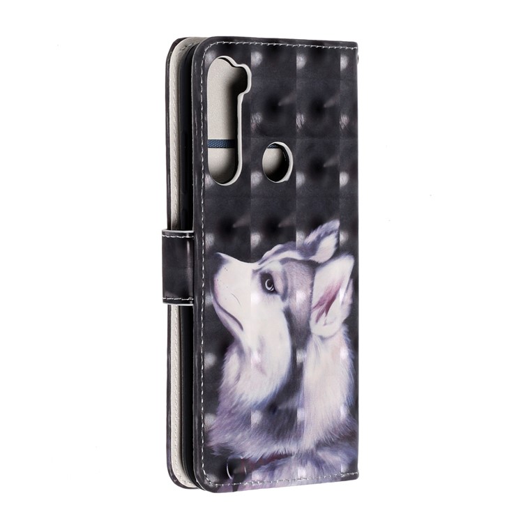 Light Spot Decor Pattern Printing Wallet Leather Phone Casing with Strap for Xiaomi Redmi Note 8 - White Wolf-3