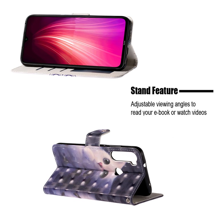 Light Spot Decor Pattern Printing Wallet Leather Phone Casing with Strap for Xiaomi Redmi Note 8 - Cat-6