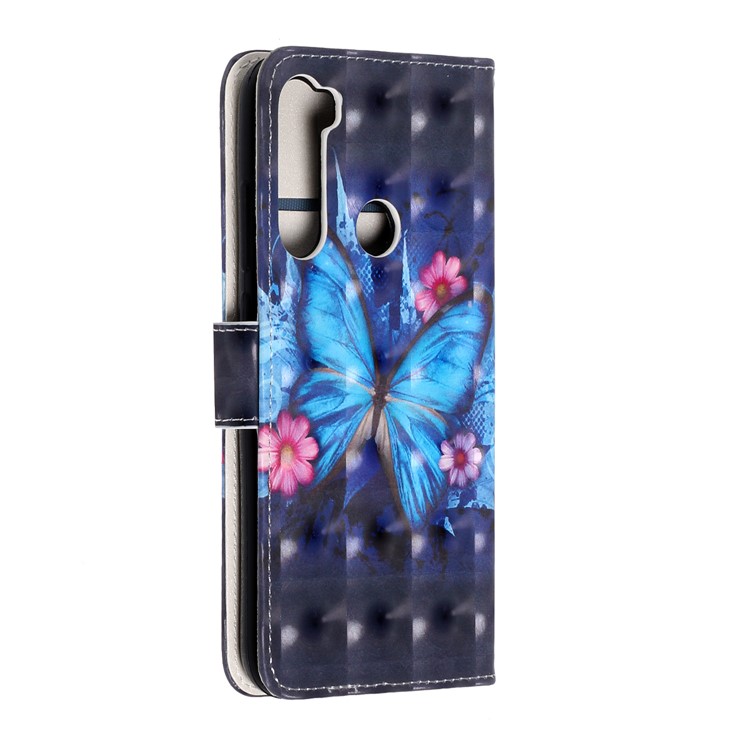 Light Spot Decor Pattern Printing Wallet Leather Phone Casing with Strap for Xiaomi Redmi Note 8 - Blue Butterflies-4