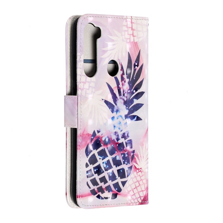 Light Spot Decor Pattern Printing Wallet Leather Phone Casing with Strap for Xiaomi Redmi Note 8 - Pineapple-3