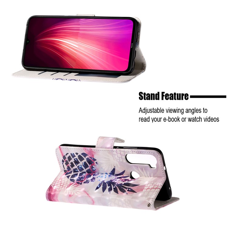 Light Spot Decor Pattern Printing Wallet Leather Phone Casing with Strap for Xiaomi Redmi Note 8 - Pineapple-6