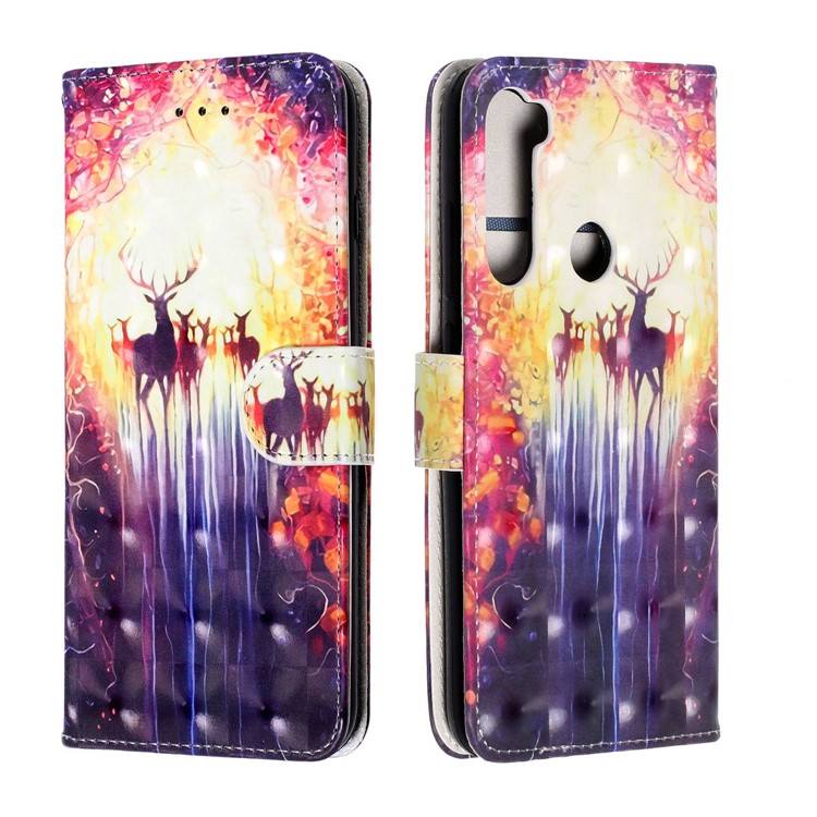 Light Spot Decor Pattern Printing Wallet Leather Phone Casing with Strap for Xiaomi Redmi Note 8 - Elks-1