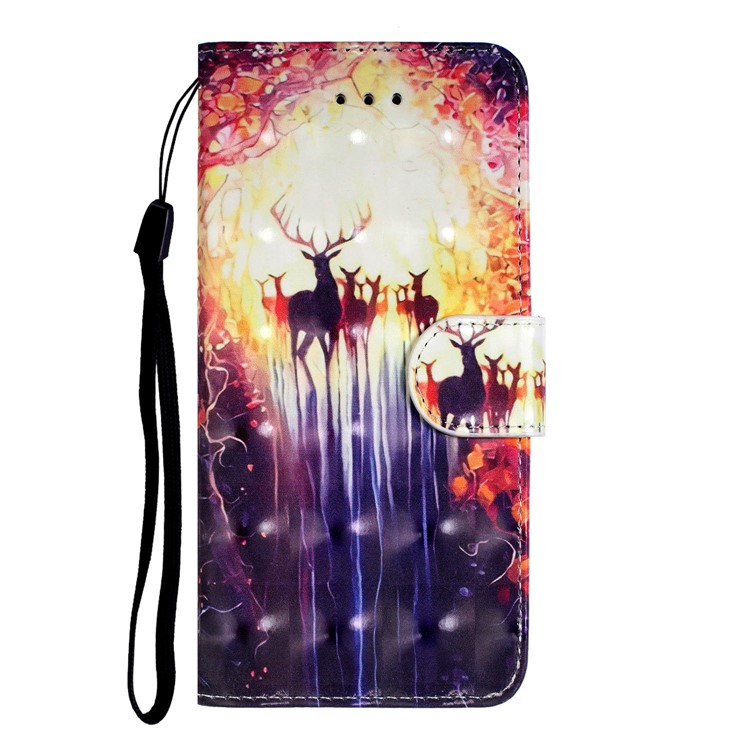 Light Spot Decor Pattern Printing Wallet Leather Phone Casing with Strap for Xiaomi Redmi Note 8 - Elks-4