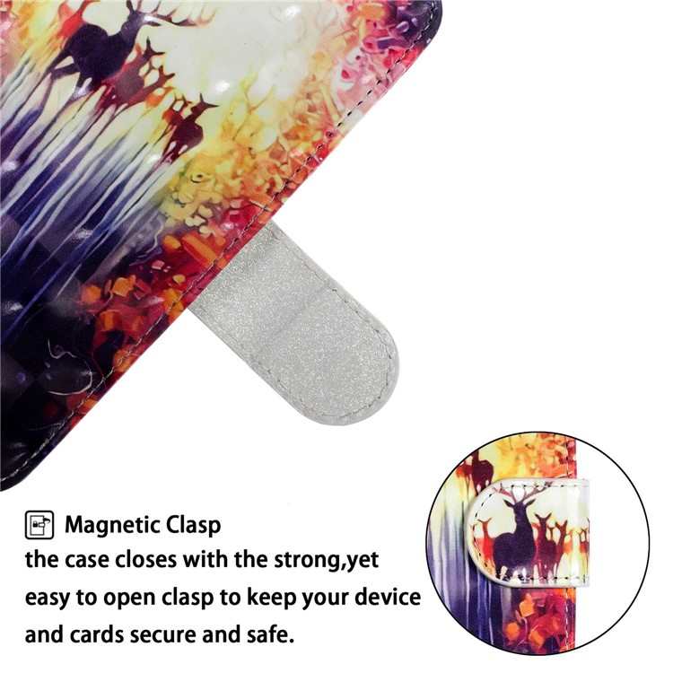 Light Spot Decor Pattern Printing Wallet Leather Phone Casing with Strap for Xiaomi Redmi Note 8 - Elks-5
