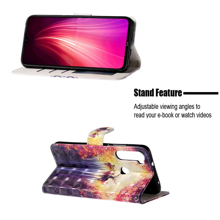Light Spot Decor Pattern Printing Wallet Leather Phone Casing with Strap for Xiaomi Redmi Note 8 - Elks-6