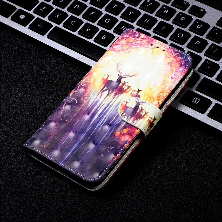Light Spot Decor Pattern Printing Wallet Leather Phone Casing with Strap for Xiaomi Redmi Note 8 - Elks-7