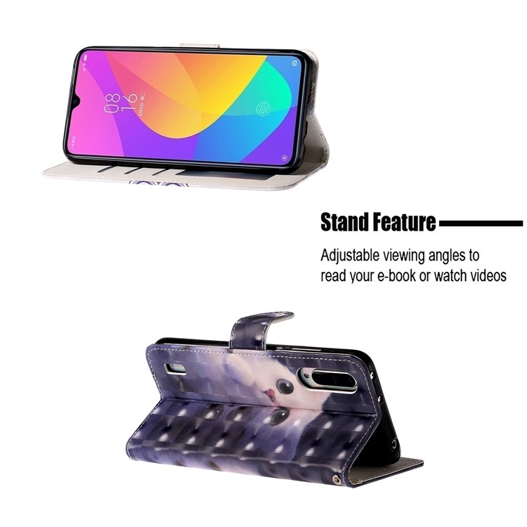 Light Spot Decor Pattern Printing Wallet Flip Leather Case with Strap for Xiaomi Mi CC9e/Mi A3 - Cat-6