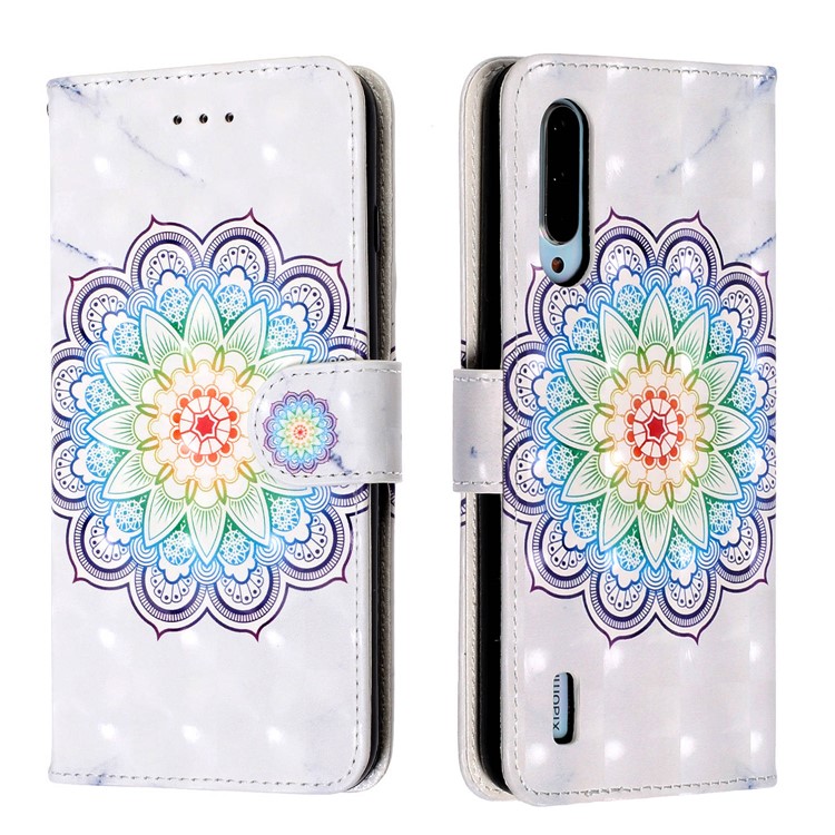 Light Spot Decor Pattern Printing Wallet Flip Leather Case with Strap for Xiaomi Mi CC9e/Mi A3 - Malanda Flower-1