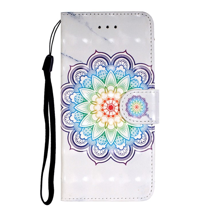 Light Spot Decor Pattern Printing Wallet Flip Leather Case with Strap for Xiaomi Mi CC9e/Mi A3 - Malanda Flower-4
