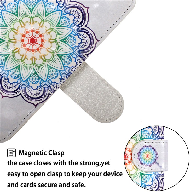 Light Spot Decor Pattern Printing Wallet Flip Leather Case with Strap for Xiaomi Mi CC9e/Mi A3 - Malanda Flower-5