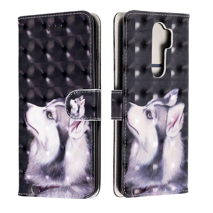 Light Spot Decor Pattern Printing Wallet Leather Phone Cover with Strap for Xiaomi Redmi Note 8 Pro - Dog-1