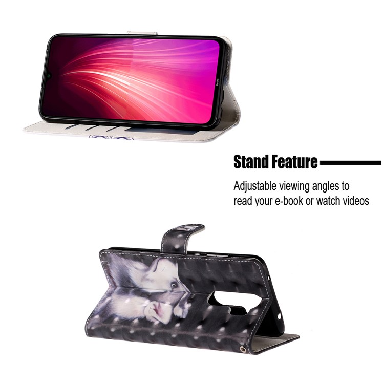 Light Spot Decor Pattern Printing Wallet Leather Phone Cover with Strap for Xiaomi Redmi Note 8 Pro - Dog-6