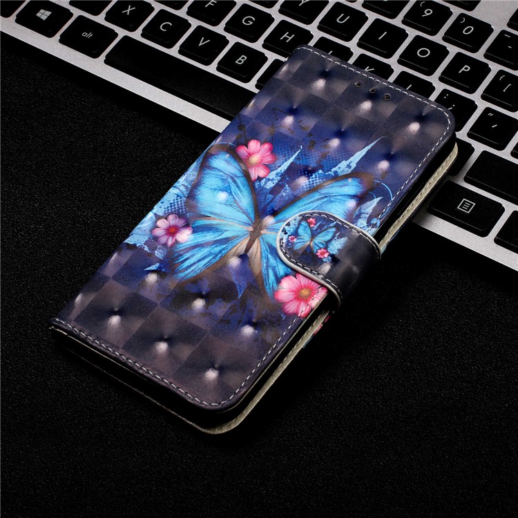 Light Spot Decor Pattern Printing Wallet Leather Phone Cover with Strap for Xiaomi Redmi Note 8 Pro - Butterfly-7