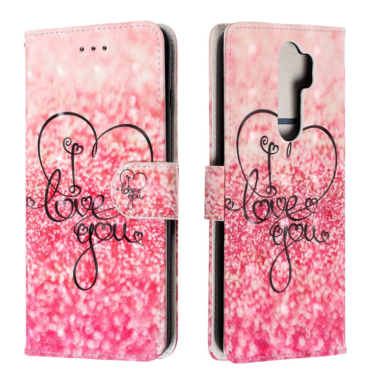 Light Spot Decor Pattern Printing Wallet Leather Phone Cover with Strap for Xiaomi Redmi Note 8 Pro - Love You-1
