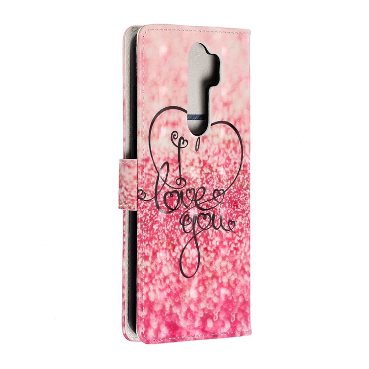 Light Spot Decor Pattern Printing Wallet Leather Phone Cover with Strap for Xiaomi Redmi Note 8 Pro - Love You-3