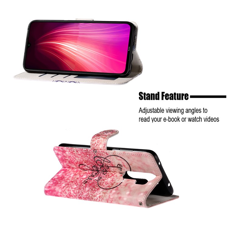 Light Spot Decor Pattern Printing Wallet Leather Phone Cover with Strap for Xiaomi Redmi Note 8 Pro - Love You-6