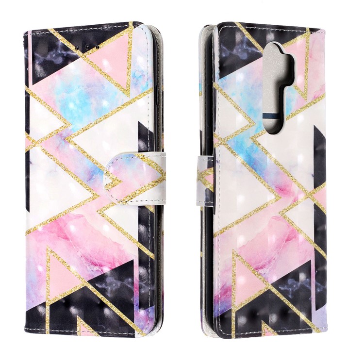 Light Spot Decor Pattern Printing Wallet Leather Phone Cover with Strap for Xiaomi Redmi Note 8 Pro - Geometric Figure-1