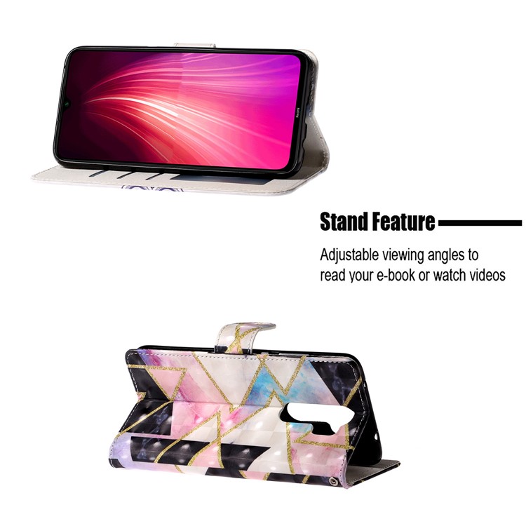 Light Spot Decor Pattern Printing Wallet Leather Phone Cover with Strap for Xiaomi Redmi Note 8 Pro - Geometric Figure-6
