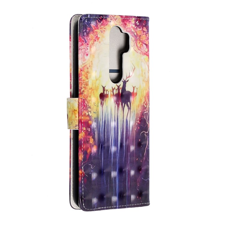 Light Spot Decor Pattern Printing Wallet Leather Phone Cover with Strap for Xiaomi Redmi Note 8 Pro - Elk-3