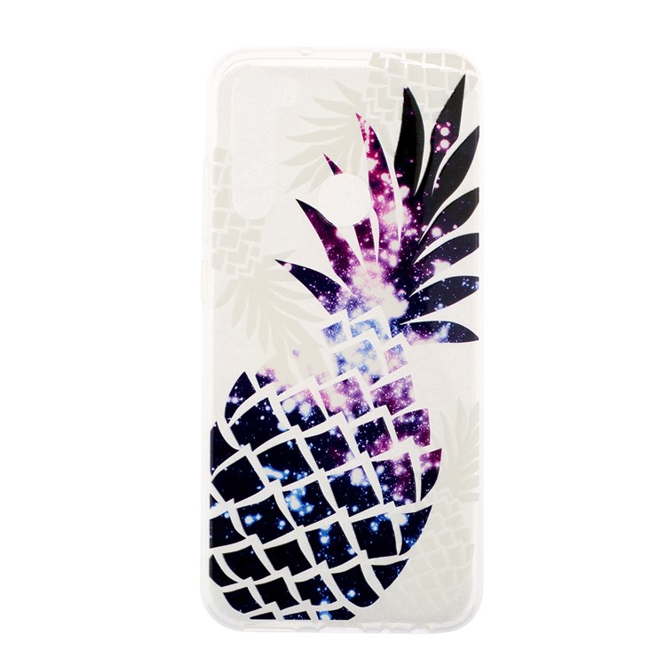 Embossed Rubberized TPU Phone Case for Xiaomi Redmi Note 8 - Purple Pineapple-1