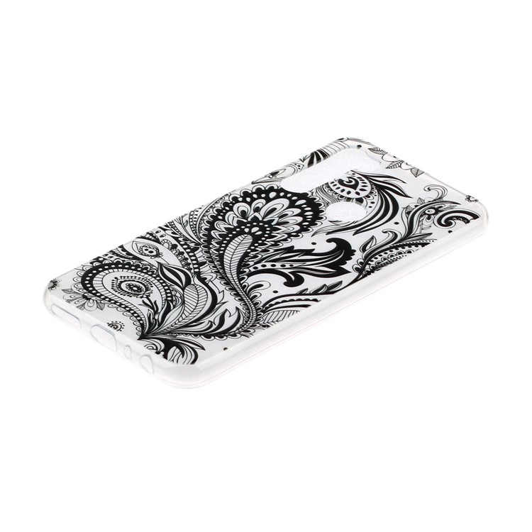Embossed Rubberized TPU Phone Case for Xiaomi Redmi Note 8 - Black Flower-2